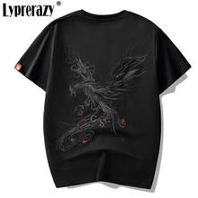 Lyprerazy-Camiseta de manga corta de verano para hombre, tops de estilo chino, Camiseta de algodón con bordado de Fénix original 2024 - compra barato