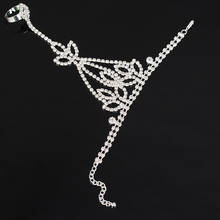 Glove Flower Rhinestone Slave Bracelet Silver Plated Metal Bridal Wedding Jewelry Bracelets for Women 2024 - buy cheap