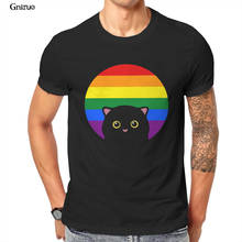 Wholesale Funny LGBT Pride Cat Cute Gay Lesbian Bisexual Organic T-Shirt Gift Streetwear 2021 Aesthetic Korean Style Male 87805 2024 - buy cheap