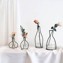 Vaso de ferro retrô com linhas, vaso de flores em metal, suporte moderno para decoração de casa, estilo nórdico 2024 - compre barato