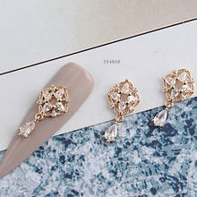 5 pçs/lote flor pingente de ouro zircão pérola unha arte jóias unhas decorações cristal manicure zircão diamante encantos tn4950 2024 - compre barato