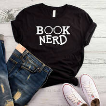 Camiseta feminina estampa letras livro nerd, camiseta feminina manga curta gola redonda camiseta feminina casual 2024 - compre barato