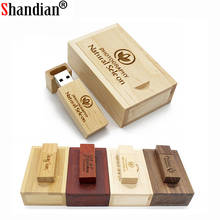 SHANDIAN-logotipo personalizado para fotografía, usb de madera + caja usb memoria usb, pendrive, 8GB, 16GB, 32GB, regalos de boda 2024 - compra barato