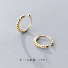 Modian минимализм модные золотые Цвет клипсы классические 925 стерлингового серебра CZ зажимы для ушей, для женщин, девушек, хорошее ювелирное изделие 2024 - купить недорого