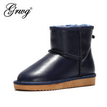 Grwg bota de couro bovino genuíno, botas femininas clássicas australianas e quentes de inverno 100% 2024 - compre barato