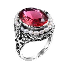 Szjinao-anillos de plata de ley 925 para mujer, anillo de piedras preciosas góticas con rubí, joyería de perlas de agua dulce Natural, nuevo 2024 - compra barato