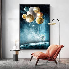 Astronaut Space Fantasy Planet Balloon Wall Art Canvas Painting Posters and Prints Nordic Abstract Wall Pictures For Home Decor 2024 - buy cheap