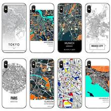 Funda de silicona blanda con mapa de la ciudad exclusivo de Ins para iPhone 8, 7, 6, 6S Plus, 11 Pro, XS, Max, XR, X, 5, 5S, SE, 4S, iPod Touch, 5, 6 2024 - compra barato