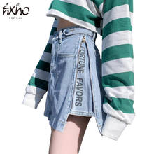 Falda corta de tela vaquera para mujer, minifalda de estilo coreano con cremallera, cintura alta, informal, Harajuku, y2k 2024 - compra barato