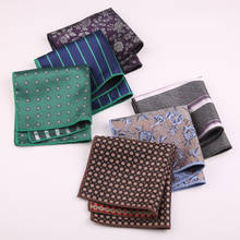 Linbaiway lenços florais masculinos, lenços de bolso clássicos quadrados de caxemira para festa de casamento, logotipo personalizado 2024 - compre barato