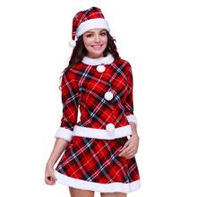 Christmas Costume Soft Classic Cosplay Suit for Female New Women's Santa Claus Costume Red Plaid Christmas Costume/Student 2024 - buy cheap