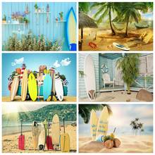 Tropical Summer Seaside Beach Palms Tree Surfboard Baby Portrait Photography Backdrops Photographic Backgrounds For Photo Studio 2024 - buy cheap