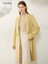 Amii-abrigo minimalista de lana de doble cara para mujer, chaquetas con solapa, color liso, 100%, invierno, 12020349 2024 - compra barato