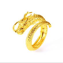 Ksra anel de dedo masculino, anel aberto popular de ouro em forma de dragão, anel longo para estudantes, hipster, estilo chinês, novo, 2021 2024 - compre barato