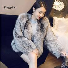 Hot Short Fur Coat Winter elegant Women Faux Fox Fur Coats Plus Size thick warm Fur Coat Furry Woman Fake Fur Jacket 2024 - buy cheap