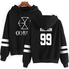 EXO-Sudadera con capucha informal para mujer, suéter holgado de estilo coreano, estilo Harajuku, a rayas, Hip Hop 2024 - compra barato