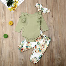 Conjunto de roupa infantil para meninas, roupas para bebês recém-nascidos com babado, body, calças florais, uk 2024 - compre barato