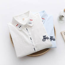 Blusa de manga larga con botones para mujer, camisa bordada blanca para bicicleta, ropa para otoño, buena calidad, 2020 2024 - compra barato