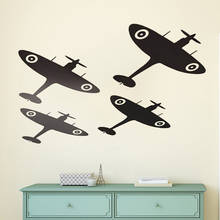 Spitfire Airplane Ceiling Wall Stickers Murals Baby Nursery Kids Room Cartoon Fighter Military Decals Bedroom Vinyl Decor DW7149 2024 - buy cheap