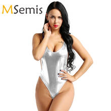 Women's Shiny Swimsuit Leather One-piece Swimwear Thong Gymnastics Leotard Swimming Suit Sleeveless Swim Bodysuit Jumpsuit 2024 - buy cheap