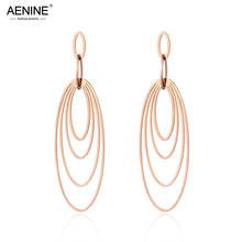 AENINE Hyperbole Titanium Stainless Steel Rose Gold Geometric Oval Earrings Bohemia Style Creative Jewelry For Women AE19086 2024 - buy cheap