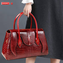 Genuine leather crocodile pattern Women handbag middle-aged  mother bag female shoulder messenger bag multi-layer large bags 2024 - buy cheap