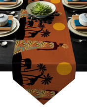 Toalha de mesa decorativa, enfeite de mesa para festa caseira, com bandeira do paisagem tropical, feminino preto e africano 2024 - compre barato