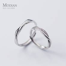 Modian, романтическое кольцо для влюбленных, обручальное кольцо для мужчин и женщин, мужское 925 пробы, серебряное блестящее кольцо с цирконием, регулируемое Открытое кольцо, ювелирные украшения 2024 - купить недорого