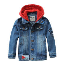 Denim Jacket For Boys With Red Hood Fashion Casual Style Kids Denim Jacket Children 2-14 Years Outwear LM091 2024 - buy cheap