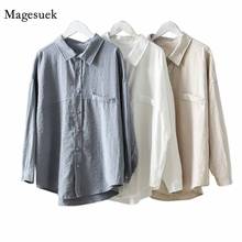 Minimalist Loose Turn-down Collar Women 2020 Spring Splicing Cardigan Blouses Solid Female Shirt Tops White Shirts Blusas 11890 2024 - buy cheap