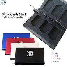 Yuxi 6 em 1 caixa de armazenamento de cartão de jogo de alumínio para nintend switch cartões de jogo titular saco casca dura capa caso 2024 - compre barato