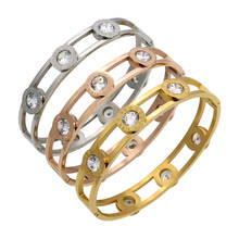 LOOKER Moveable Crystal Cuff Bracelet Gold Color Bangle Stainless Steel Bracelet For Women Bracelets & Bangles Wholesale 2024 - buy cheap