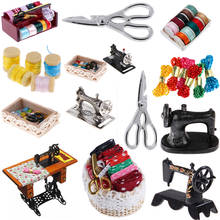 Multi estilos niños casa de muñecas decoración muebles en miniatura máquina de coser tijeras de hilo accesorios para muñecas casa juguetes para niñas 2024 - compra barato