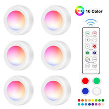 Iluminación RGB de 16 colores para armario, lámpara LED con Sensor táctil, luz nocturna regulable inalámbrica para armario, escalera, con Control remoto 2024 - compra barato