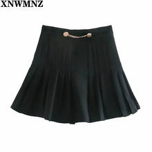 XNWMNZ-minifalda plisada de cintura alta para mujer, estilo Vintage, con cremallera Invisible, color negro, estilo Harajuku 2024 - compra barato