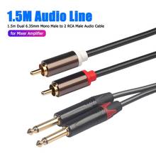 1.5m/4.9ft Audio Cable Dual 6.35mm 1/4 inch TS Mono Male to Dual RCA Male Adapter Wire Cord Mixer Amplifier Extension Line 2024 - buy cheap