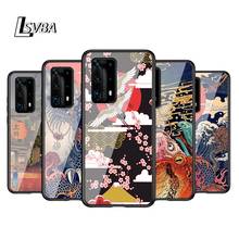 Capa de celular preta brilhante para huawei, arte japonesa para p p smart z s plus 2020 2019 p40 p30 p20 pro lite e plus 5g lite 2024 - compre barato