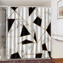 Занавеска для душа с мраморной текстурой, нестандартный геометрический Декор для дома, затемняющий экран для ванной комнаты, водонепроницаемая тканевая Штора для ванной 2024 - купить недорого