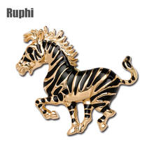 Broches de metal esmaltado zebra, acessórios para ornamento de joias em forma de animal, 3 peças de lote 2024 - compre barato