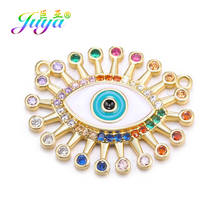 Juya amuleto de esmalte olho mau diy, amuleto multicolorido de arco-íris, conector de olhos gregos para bordado, fabricação de jóias de olho turco 2024 - compre barato