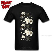 Folksy Elephants Tshirt Men Lovely T Shirt Cotton Fabric Male T-shirts Cartoon Printing Short Sleeve Tees Cute Design Sweatshirt 2024 - buy cheap