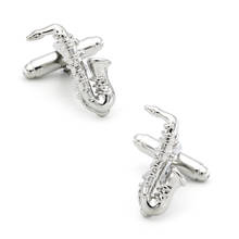 Saxophone Cufflinks For Men Music Design Quality Brass Material Silver Color Cuff Links Wholesale&retail 2024 - buy cheap