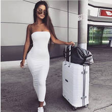 2020 Women's Solid Sexy Dress Wrapped Sleeveless Strapless Bodycon Slim Summer Casual  Maxi Dress Party Fashion Clothes 2024 - buy cheap