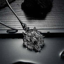 mens necklaces hip hop Domineering Wolf head pendant stainless steel chain necklace big jewelry on the neck statement necklaces 2024 - buy cheap