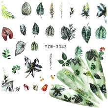 YWK 2021 1 шт. водная наклейка для ногтей и наклейка цветок лист дерево зеленый простой летний слайдер для маникюра ногтей наклейки 2024 - купить недорого