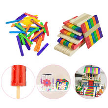 50pcs/Lot Wooden Plain Ice Lolly Cream Lollipop Popsicle Making Sticks Holder Colorful Kids DIY Crafts Art Tool Puzzle Toy Gifts 2024 - buy cheap