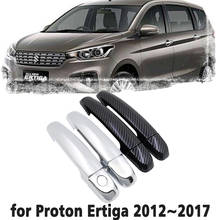 Black Carbon Fiber handle Or Chrome Side Door Cover Trim Set for Proton Ertiga 2012~2017  Car Accessories  2013 2014 2015 2016 2024 - buy cheap