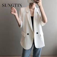 Sungtin-blazer feminino de alta qualidade, para escritório, casual, solto, verão, estilo single-breasted, jaqueta, 2021 2024 - compre barato