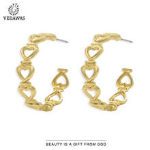 Vedawas Fashion Heart Stud Earring for Women Trendy Elegant Cute Gold Color Big Round Hoop Earrings Jewelry Girlfriend Gifts 2024 - buy cheap