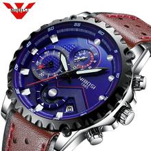 NIBOSI Quartz Watch Men Blue Casual Fashion Chronograph Leather Mens Watches Top Brand Luxury Big Dial Watch Relogio Masculino 2024 - buy cheap